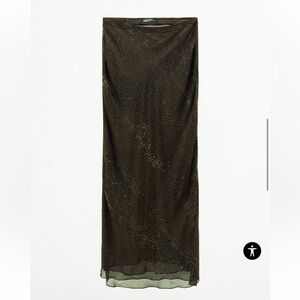 Zara Animal Printed Skirt Lingerie Long Maxi Brown Black Size L ZW Collection